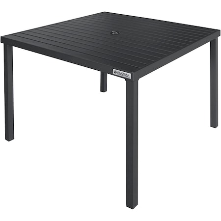 Global Industrial 40 Square Aluminum Slatted Dining Table, Black 437005BK